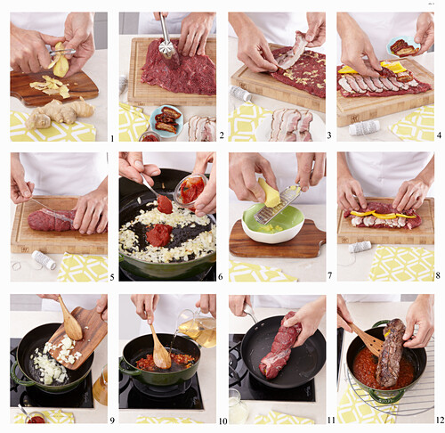 Beef roll with ginger - step by step