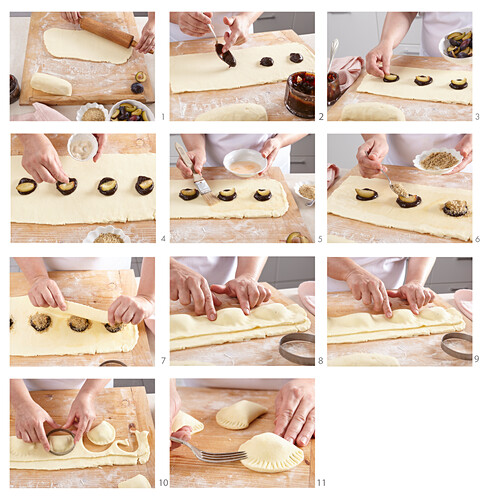Damsoncheese pastries - step by step