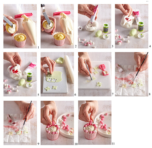 Flowering florid cupcakes - step by step