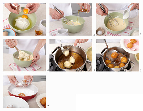 Puddingkrapfen in Zuckerhülle zubereiten