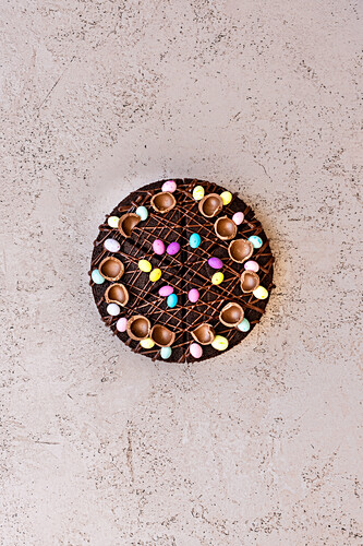 Chocolate Lollipop Cake with Easter Eggs and Chocolate Decorations