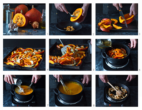 How to make pumpkin soup with croutons