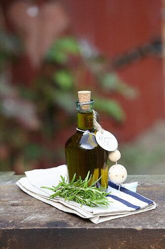 Homemade rosemary oil (stimulates blood circulation and helps memory)