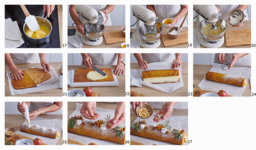 Sweet pumpkin cake roll with sea buckthorn - step by step