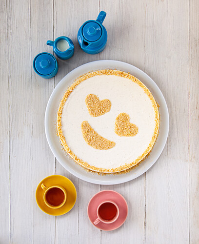 Cream cheese cake with a smiley face