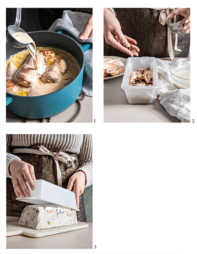 Hühnchen-'Torrone' mit Mandeln und Sahne zubereiten