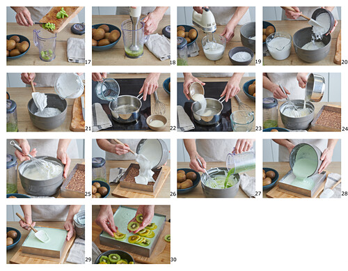 Preparing no bake kiwi slices