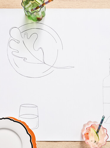 Background with drawn eating symbols