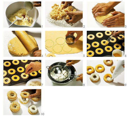 Making cheese pastry rings with gorgonzola mousse