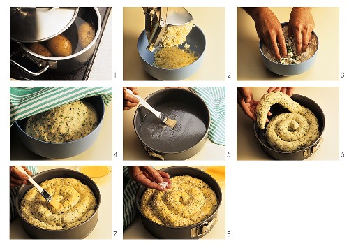 Kräuter-Kartoffelschnecke zubereiten