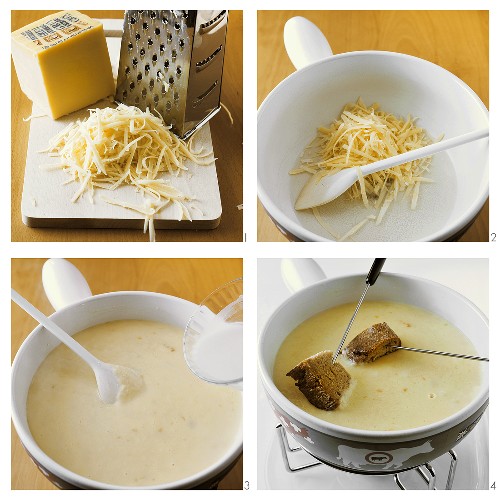 Making cheese fondue