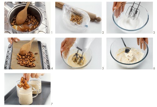 Making almond cream with almond caramel