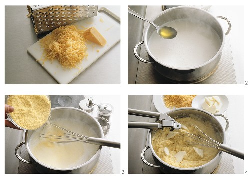 Preparing cheese polenta