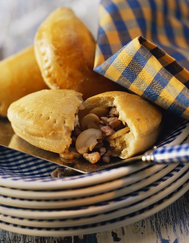 Polish pierogi with pork and mushroom filling