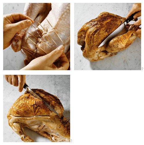 Preparing Thanksgiving turkey