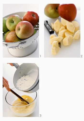 Apfelcharlotte mit Vanillesauce zubereiten
