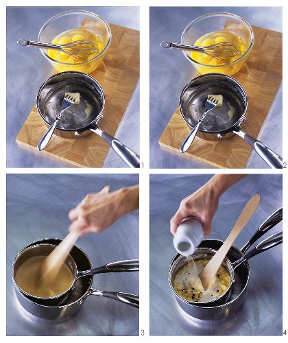 Making scrambled egg with truffle
