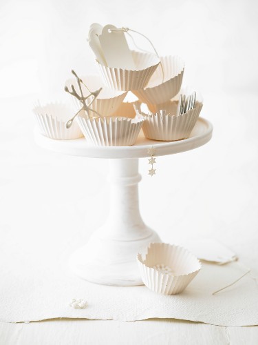 Baking accessories on a cake stand