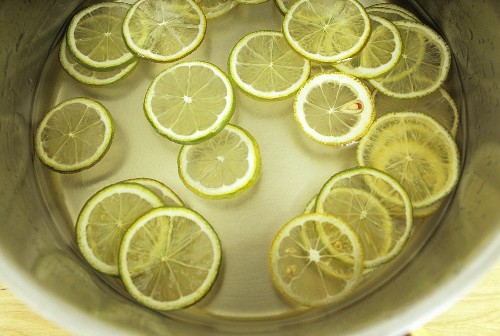 Lime slices in syrup (for candying)