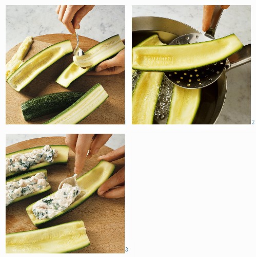 Zucchini mit Spinat-Käse-Füllung zubereiten