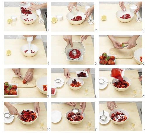 Preparing marinated mixed berries