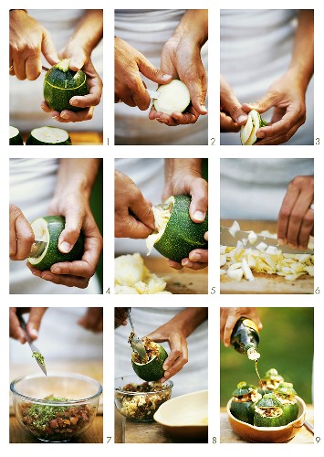 Making stuffed courgettes