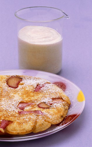 Rhubarb pancake with cinnamon quark