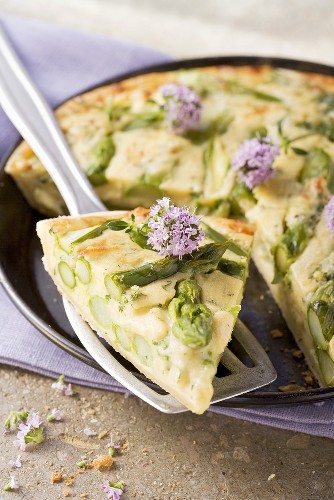Asparagus and potato tart with spring herbs
