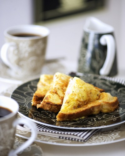 French toast with ham and Cheddar cheese