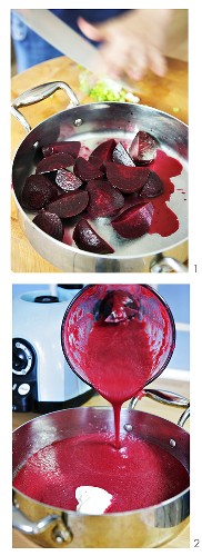Making creamy beetroot soup