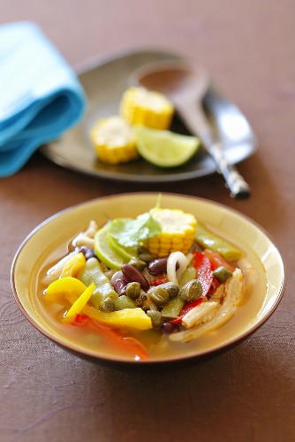 Sopa de mondongo (Tripe soup with vegetables & corn, Latin America)