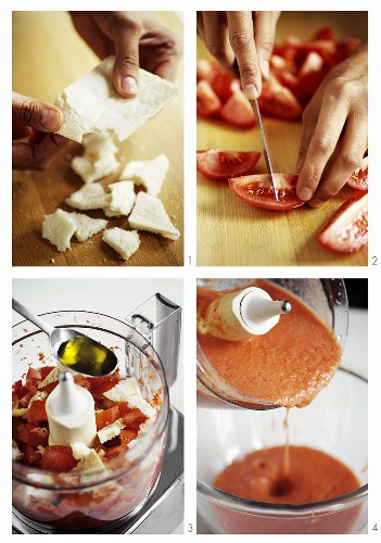 Making gazpacho (Cold soup from Spain)