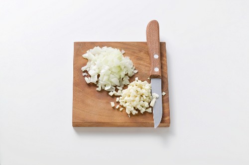 Garlic and onion, diced