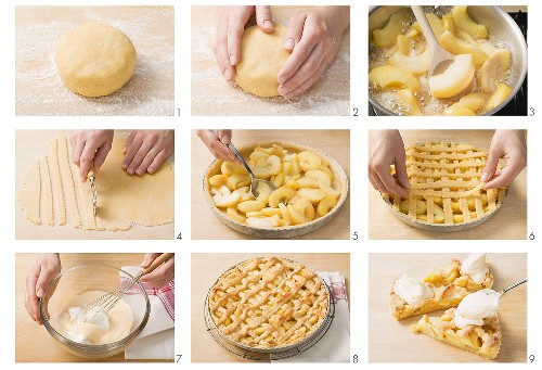 Making crostata di mele (lukewarm apple pie), Lombardy, Italy