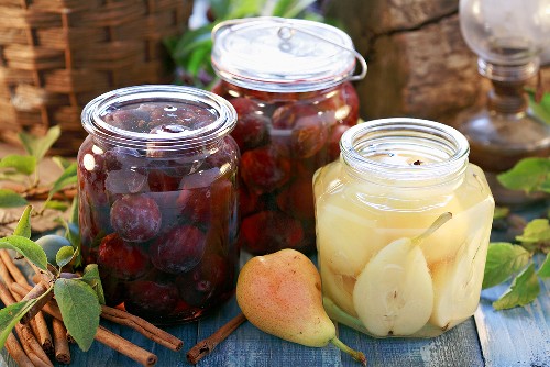 Bottled pears and plums