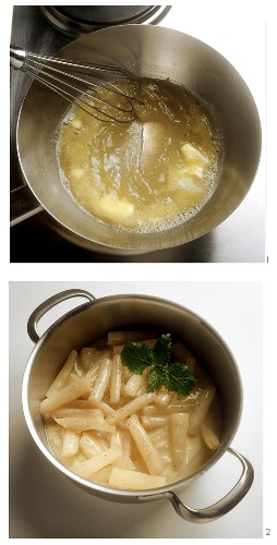 Preparing scorzonera with lemon sauce