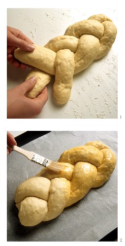 Baking plaited yeast loaf