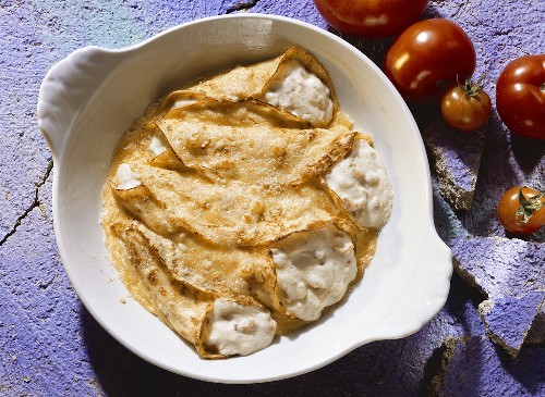 Gratins & gratinierte Eierkuchen mit Käsefüllung