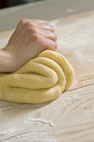 Yeast dough for Colomba (Easter pigeon) being kneaded