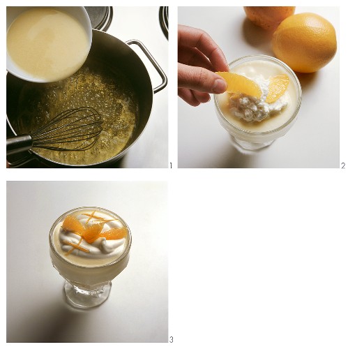 Making orange crème with cream