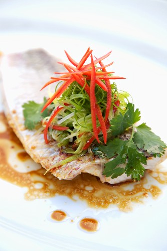 Yellowtail Snapper with Ginger and Sweet Red Peppers