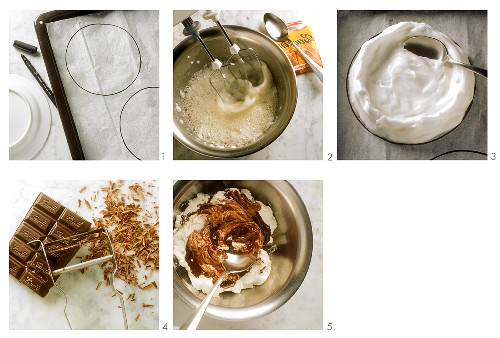 Making meringue with chocolate cream
