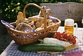 Snack on a table in a beer garden