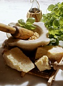 Ingredients for pesto alla genovese (Liguria, Italy)