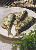 Grilled Herrings with Apples