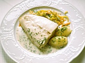 Halibut with Vegetables and Herb Sauce