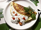 Herb omelette with quark filling & cherry tomatoes