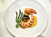 Composition with Lobster; Asparagus and Pasta