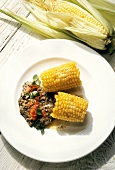 Bean Stew with Corn on the Cob