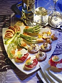 Party Snacks on Triangular Plate